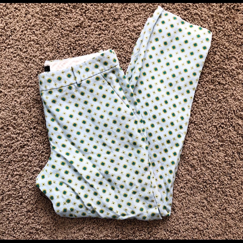 J.Crew Ankle Pants Light Blue Medallion Print Sz 4